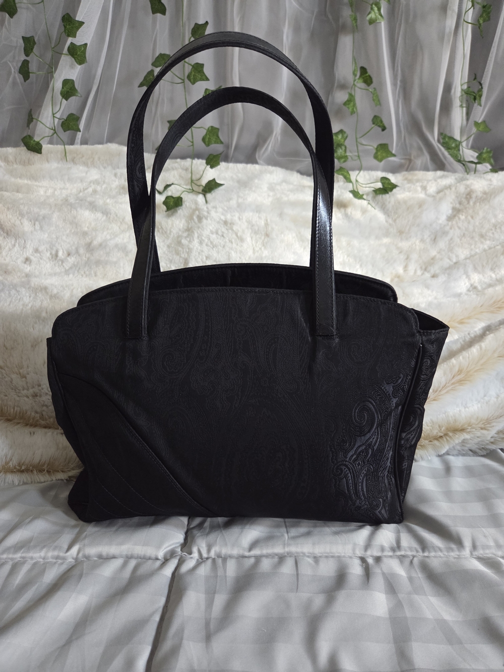 Etro Milano Black Jacquard Paisley Shoulder Bag